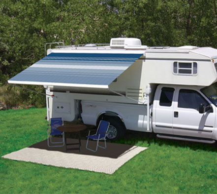 Blue RV Awning open