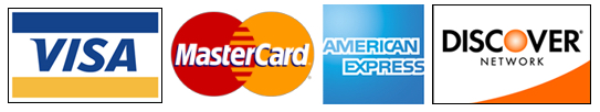 Visa, Mastercard, American Express and Discover logos