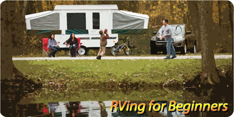 Family in front of RV, kid throwing a football