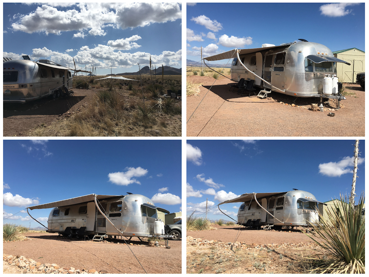 Four RV images in desert