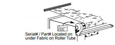 Diagram of Alpine Awning serial and part number sticker locations