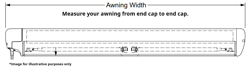 Diagram showing to measure from end cap to end cap