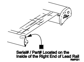 Diagram of Compass Awning serial and part number sticker locations