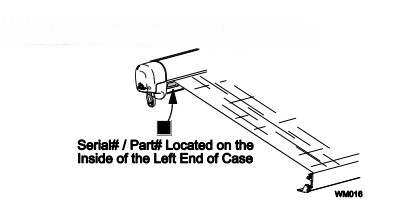 Diagram of Freedom Freestyle WM Awning serial and part number sticker locations